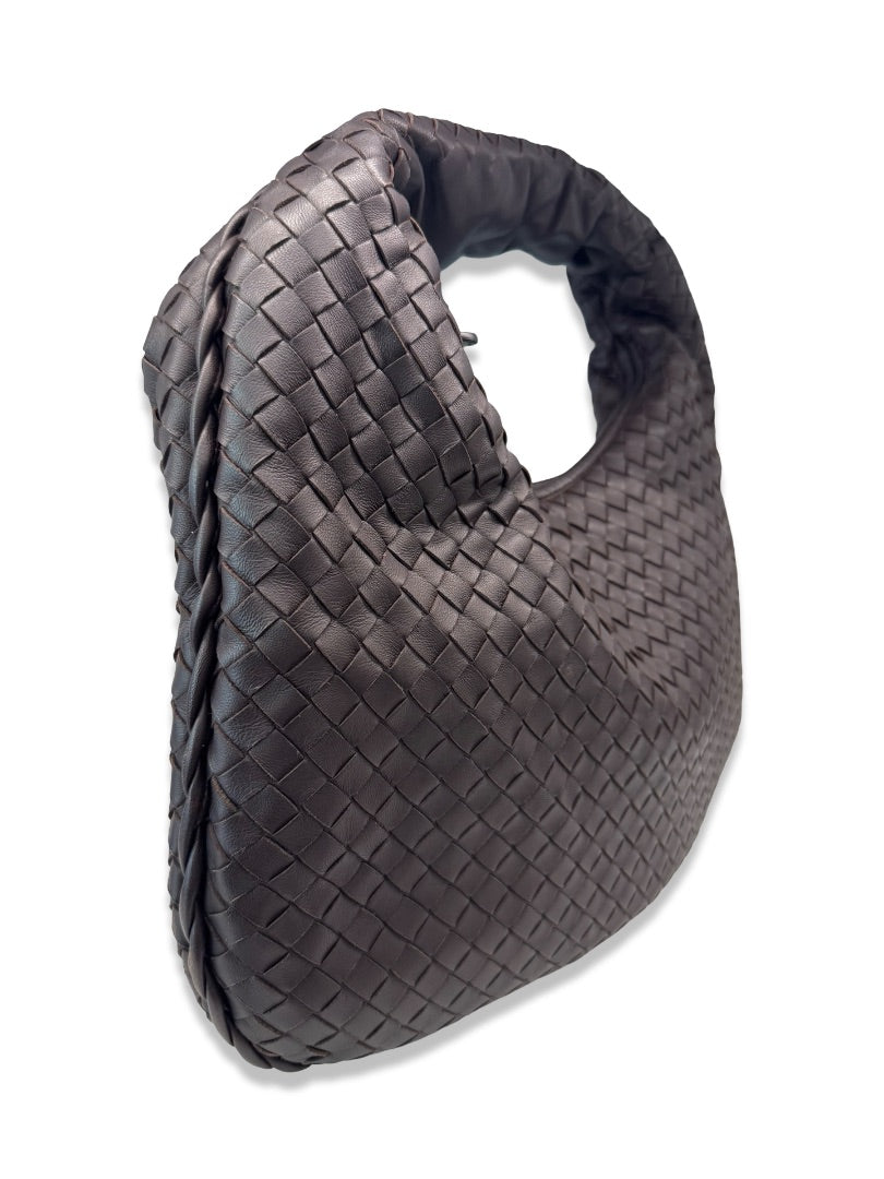 Bottega Veneta Brown Intrecciato Leather Hobo Bag.