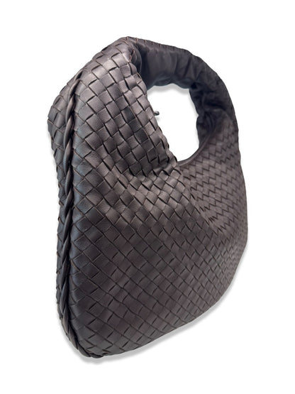 Bottega Veneta Brown Intrecciato Leather Hobo Bag.