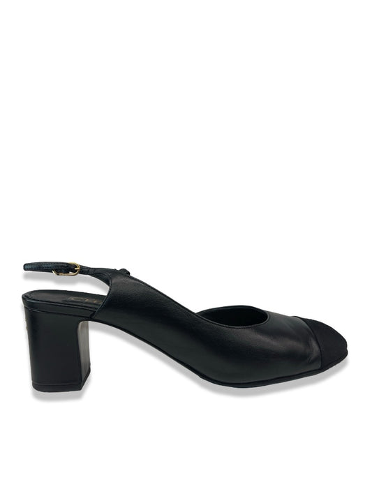 Chanel Black Slingback Heels W Chain. Size: 38.5 C