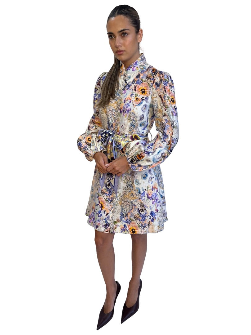 Zimmermann Purple / Multi-Colour Iris Floral Print mini Dress. Size: 1