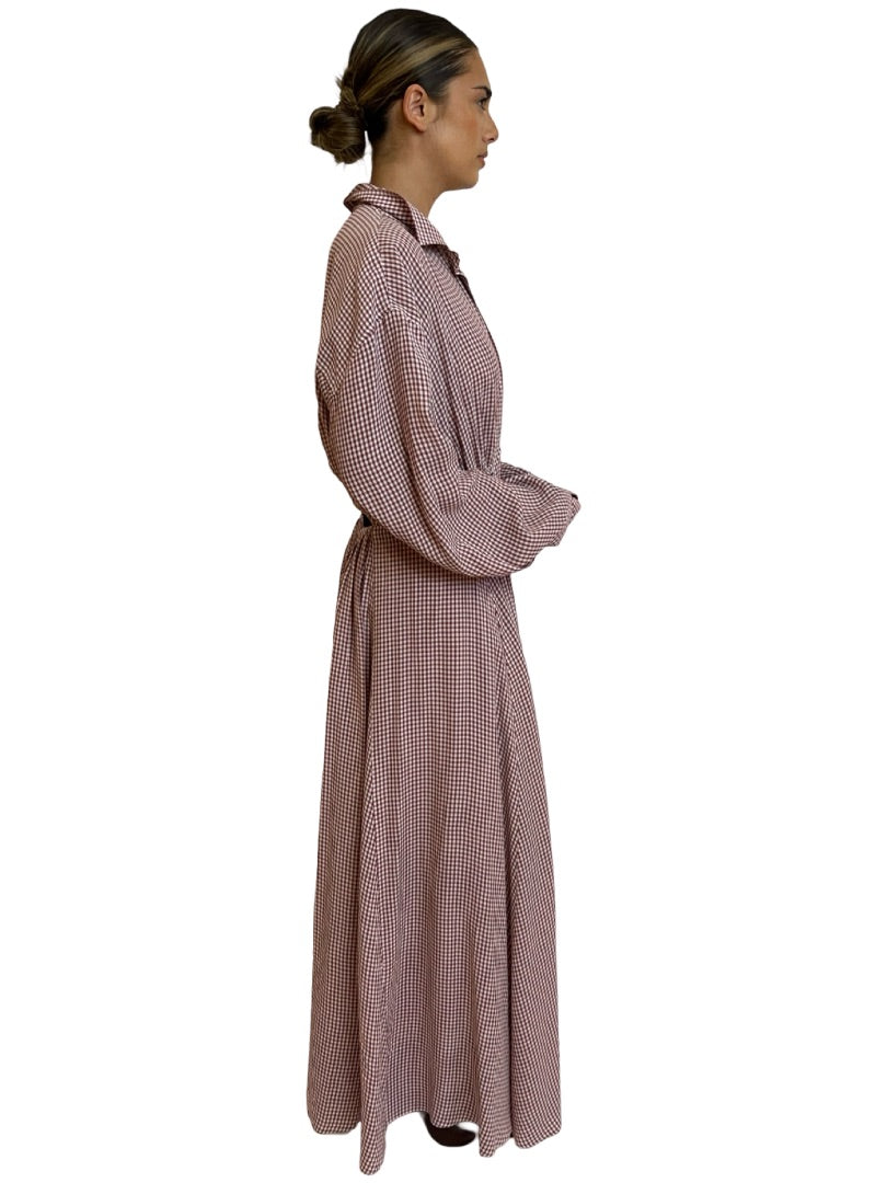 Scanlan Theodore Red / White Gingham Long Sleeve Dress. Size: 12