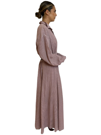 Scanlan Theodore Red / White Gingham Long Sleeve Dress. Size: 12