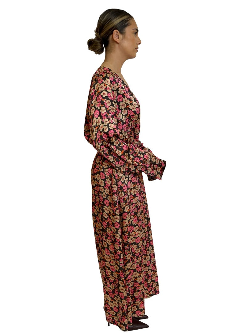 Second Female Pink / Orange / Black Flower Print Dress. Size: L