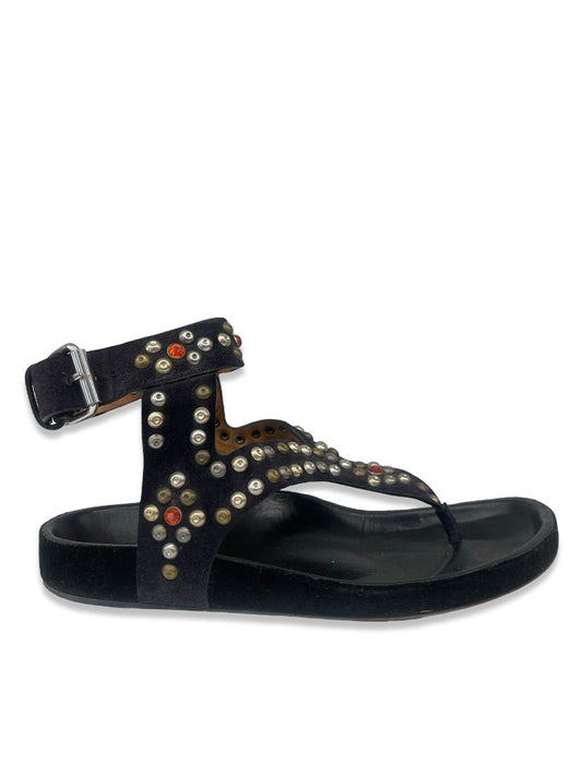 Isabel Marant Black Studded Leather Sandals. Size: 38