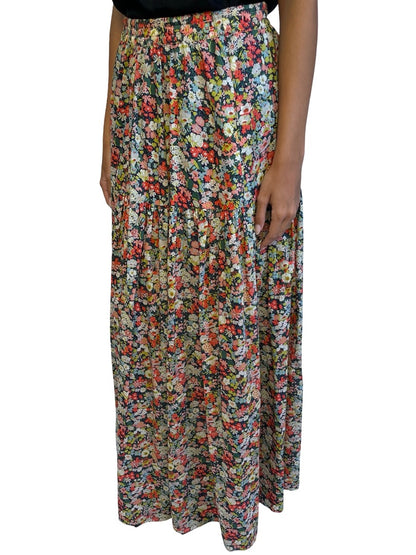 Scanlan Theodore Multi-Colour Floral Print Maxi Skirt w/ Split. Size: 8