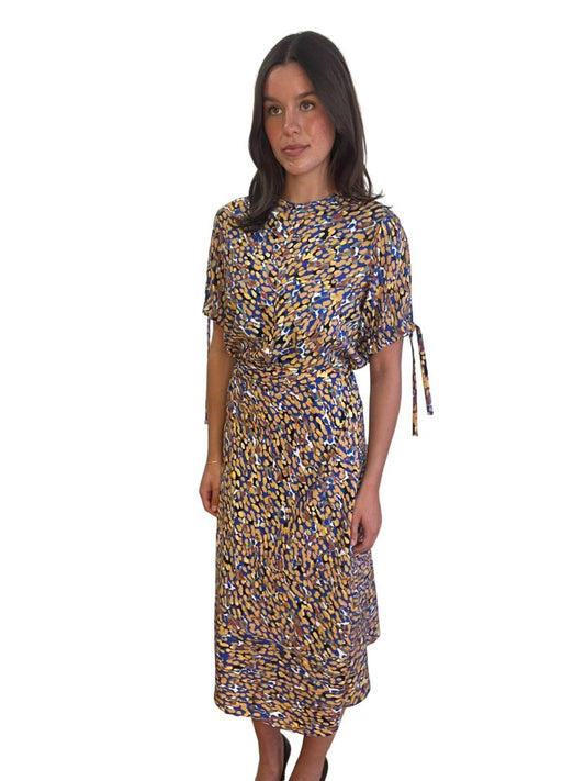 Scanlan Theodore Blue/Orange Painted Top & Skirt Set. Size: 8