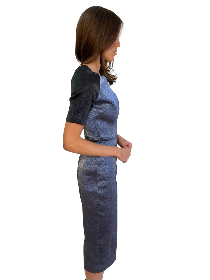 Alex Perry Black/Blue Two Tone Textured Dress. Size: 8