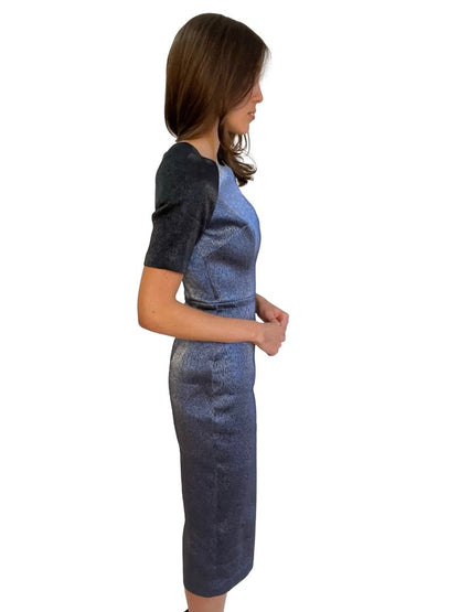 Alex Perry Black/Blue Two Tone Textured Dress. Size: 8