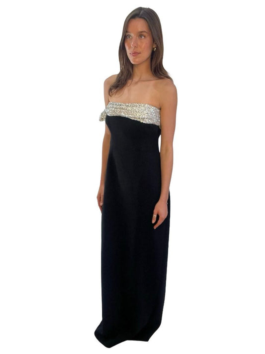 Rachel Gilbert Black 'Charlotte' Embellished Gown. Size: 14