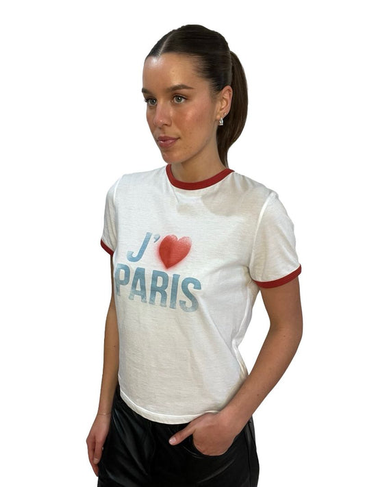 Christian Dior White 'I Love Paris' Baby Tee. Size: XS
