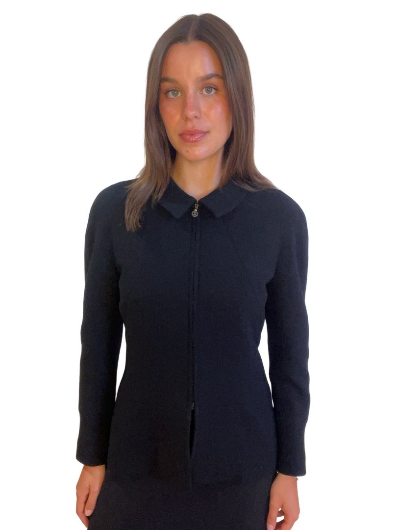 Chanel Black Zip Up Jacket. Size: 42