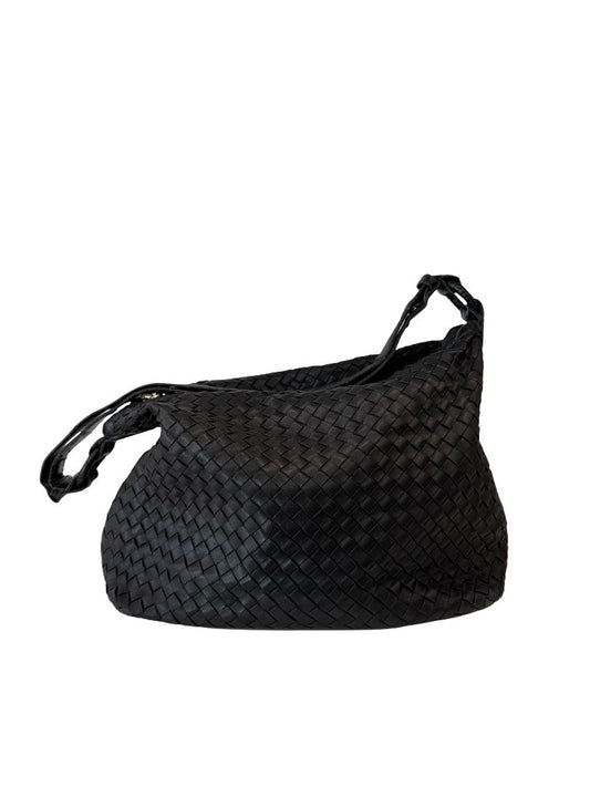 Bottega Veneta Black Intrecciato Leather Crossbody / Handbag.