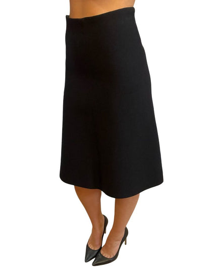 Scanlan Theodore Black Crepe Knit Flare Skirt. Size: S
