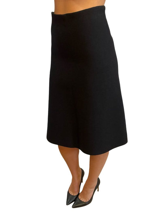 Scanlan Theodore Black Crepe Knit Flare Skirt. Size: S