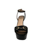 Gucci Black Horsebit Leather Platform Sandals. Size: 39