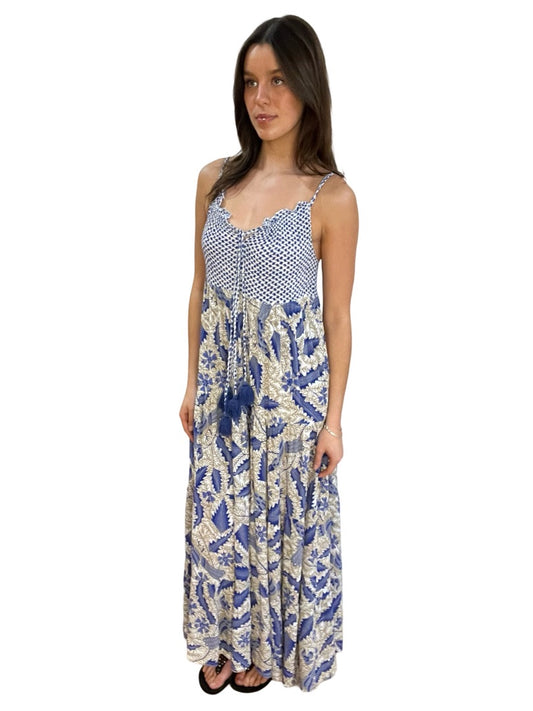 Cecilie Blue & White Maxi Dress. Size: 8