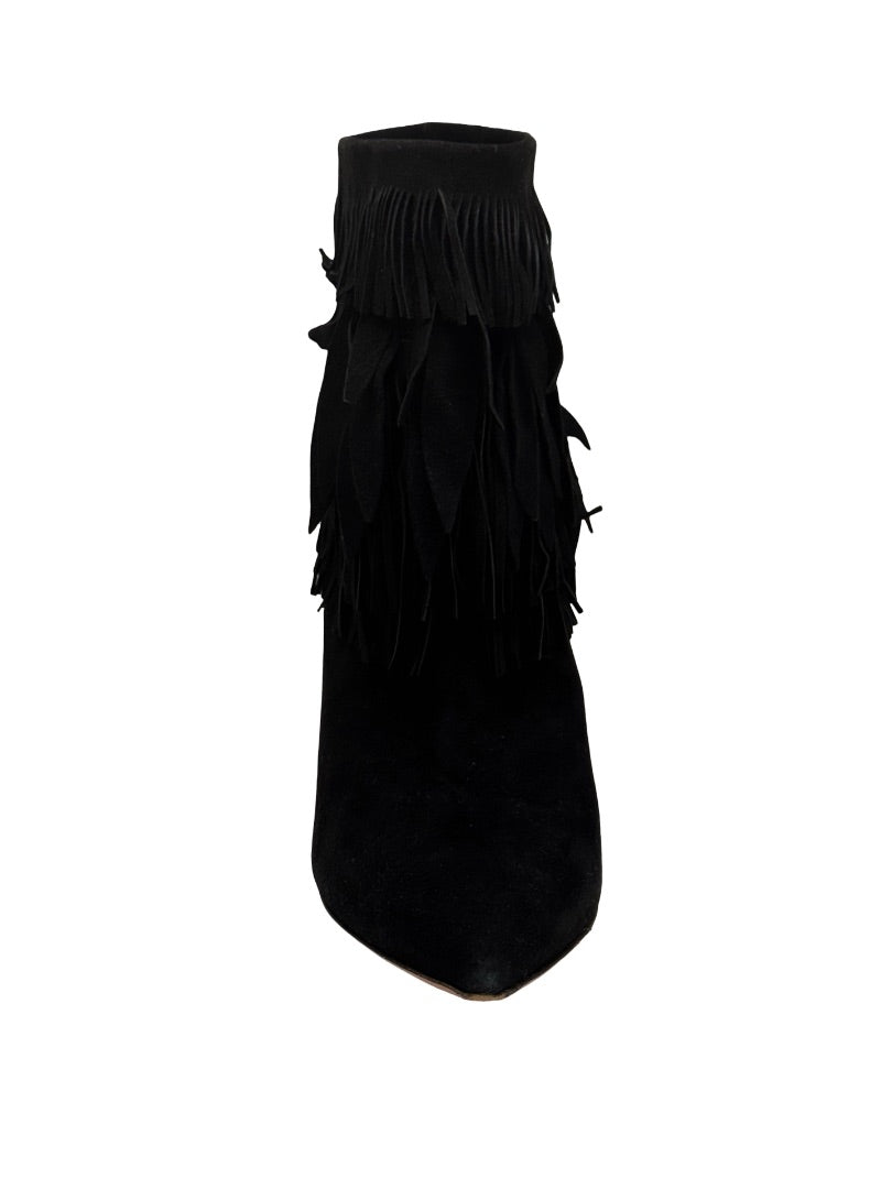 Aquazzura Black Suede Fringe Boots. Size: 35