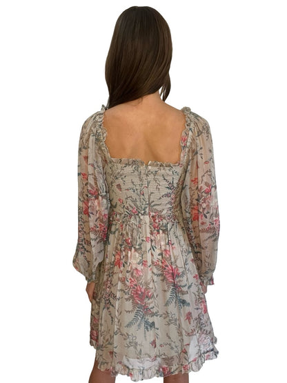 Zimmermann Neutral / Multi-Colour Bayou Flare Silk Mini Dress. Size: 0/1