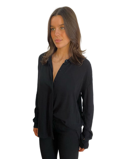 Scanlan Theodore Black Relaxed Sheer Shirt. Size: 8