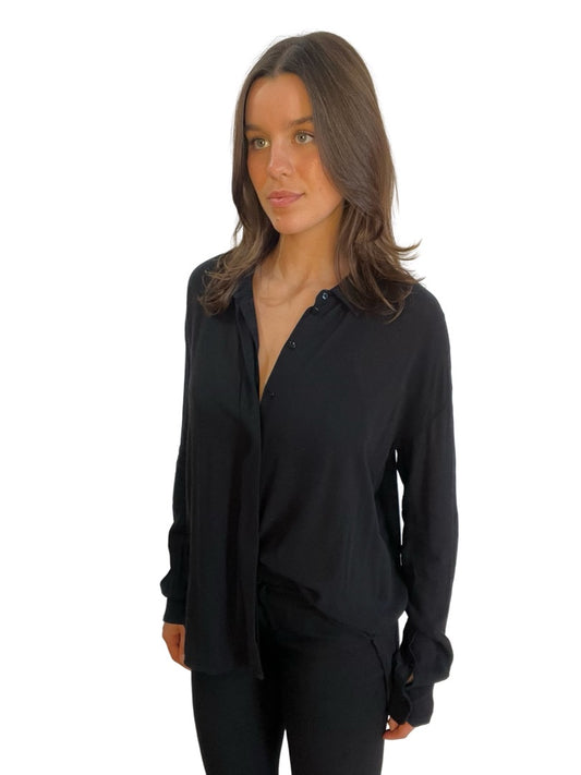 Scanlan Theodore Black Relaxed Sheer Shirt. Size: 8