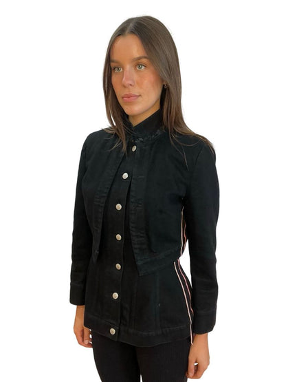 Alexander McQueen Black Denim Double Jacket. Size: 44