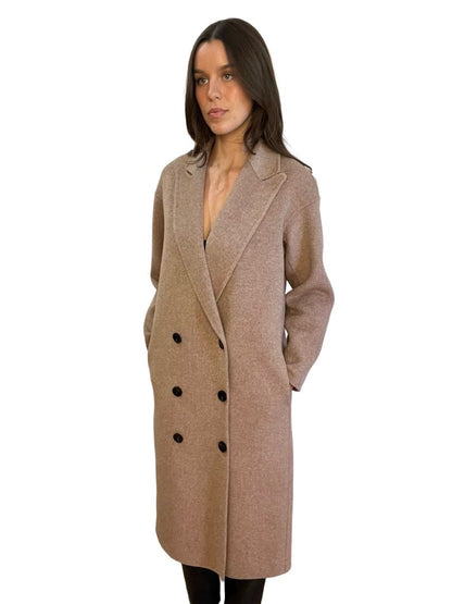 Husk Beige Wool Coat. Size: S