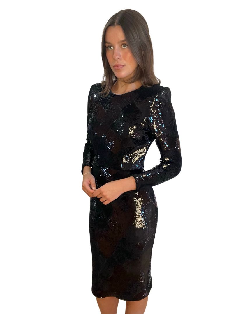 Alex Perry Black Sequin Dress. Size: 8