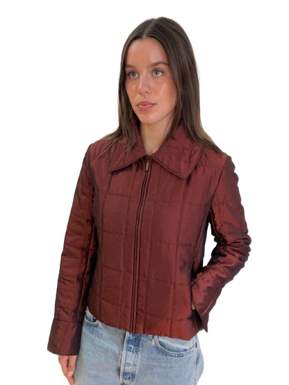 Chanel Red Iridescent Quilted Jacket. Size: 40