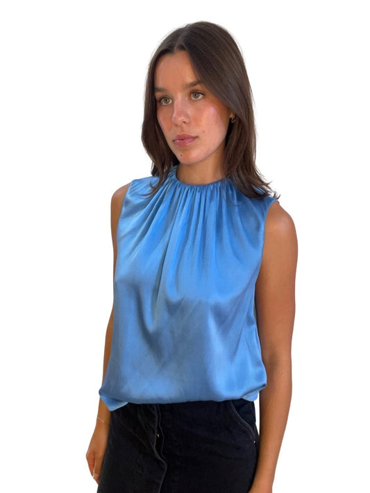 Scanlan Theodore Blue Silk Sleeveless Blouse. Size: 10