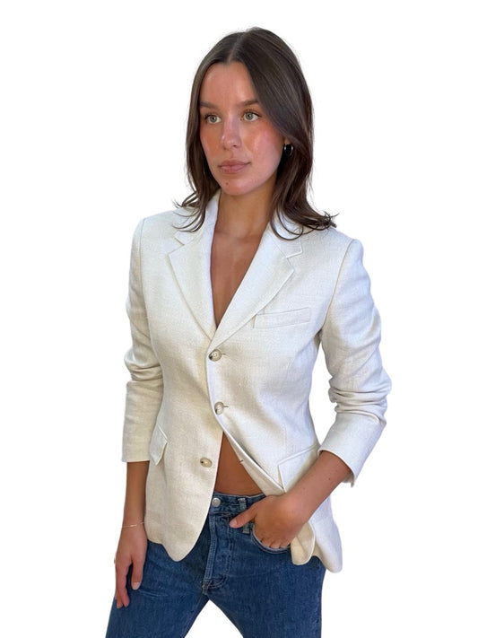 Polo Ralph Lauren Cream Herringbone Blazer. Size: 4