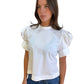 Bassike White Puff Sleeve Top. Size: 1
