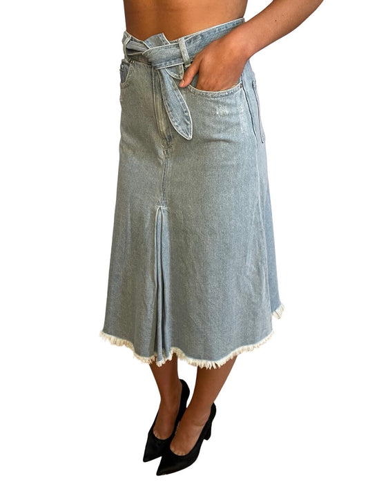 Zimmermann Blue Denim MidiSkirt. Size: 0