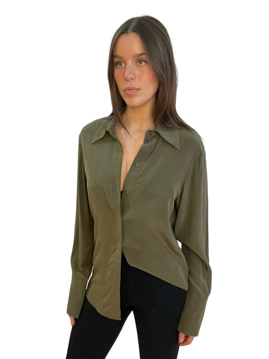 Camilla & Marc Khaki Olivier Button Down Blouse. Size: 6