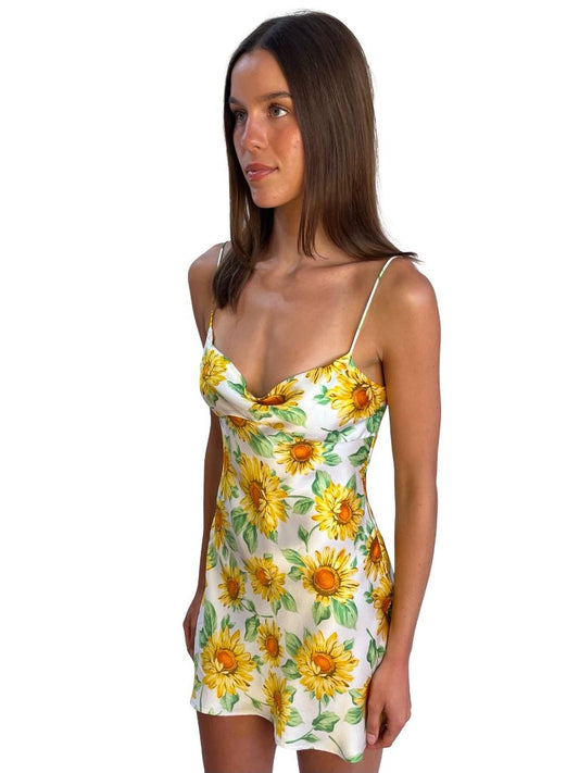 Bec & Bridge Yellow Sunflower 'Francine' Silk Mini Dress. Size: 8
