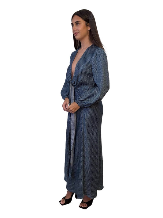 Scanlan Theodore Blue / Grey Printed Twill Dress. Size: 8