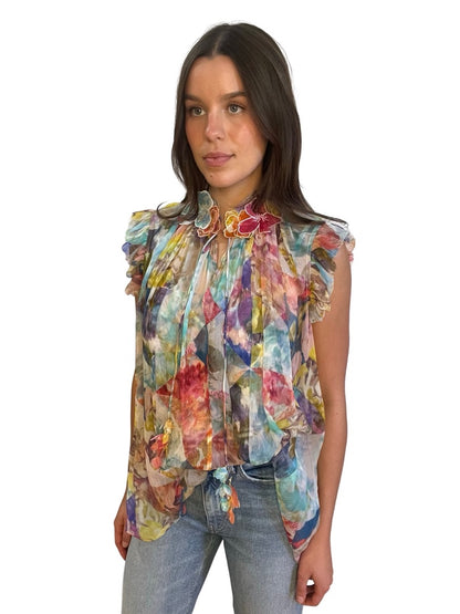 Zimmermann Multi-Colour High Tide Print Blouse. Size: 3