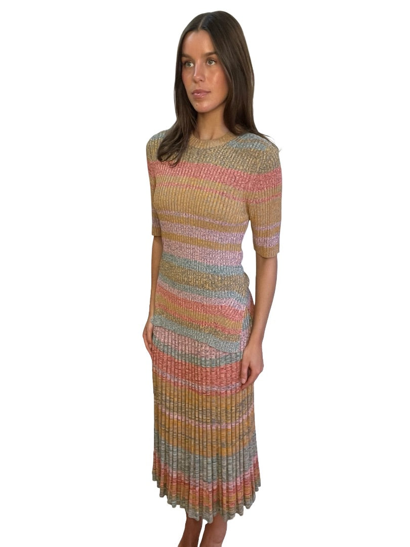 Zimmermann Multicoloured Ribbed Top & Skirt Set. Size: 0-2