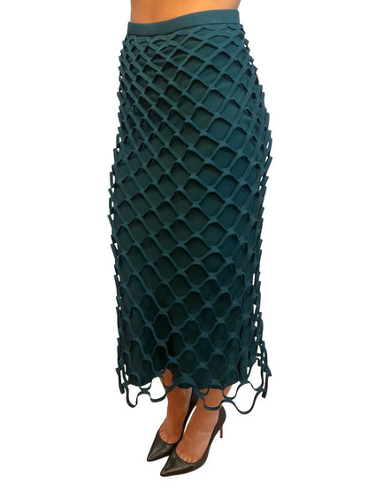 Dion Lee Dark Blue Fish Net Skirt. Size: S