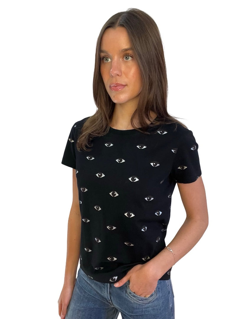 Kenzo Black Embroidered Eye Print T-Shirt. Size: S