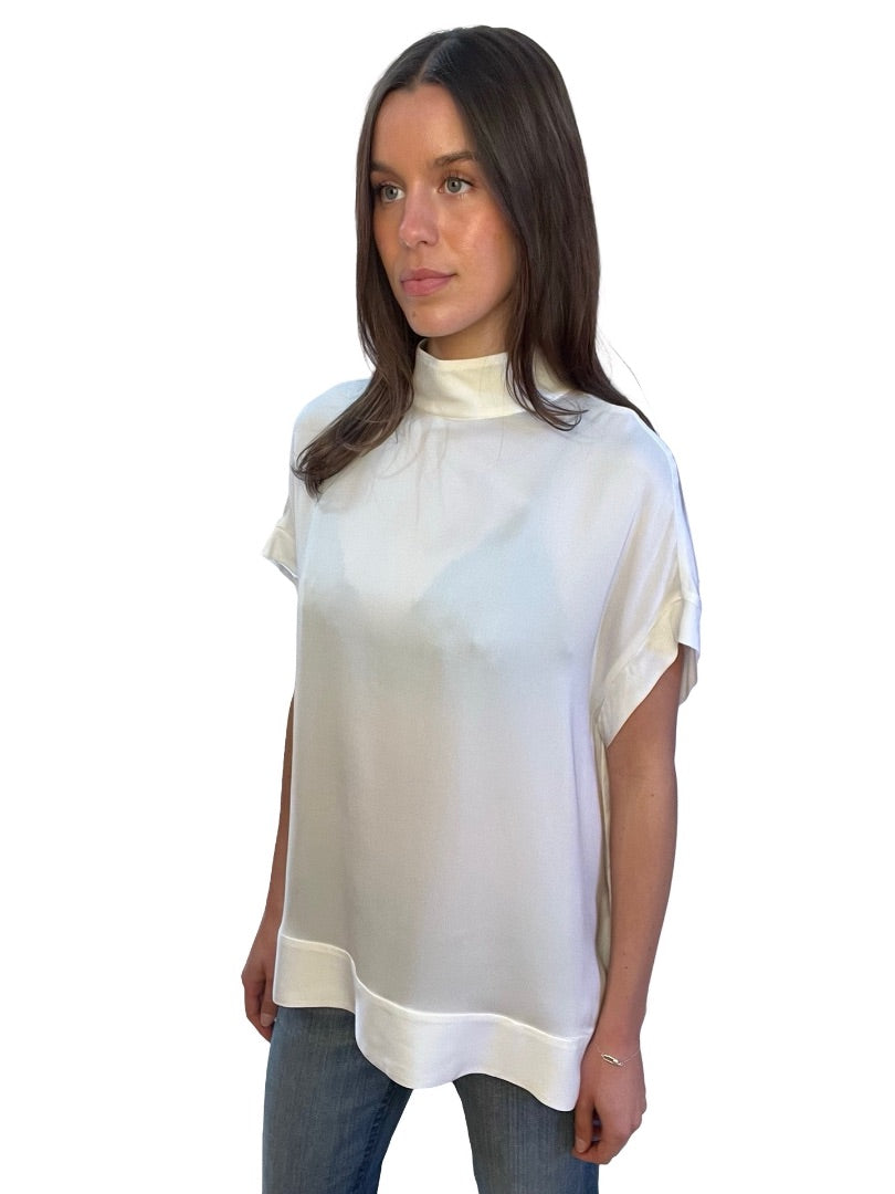 By Malene Birger White High Neck Blouse. Size: L-XL
