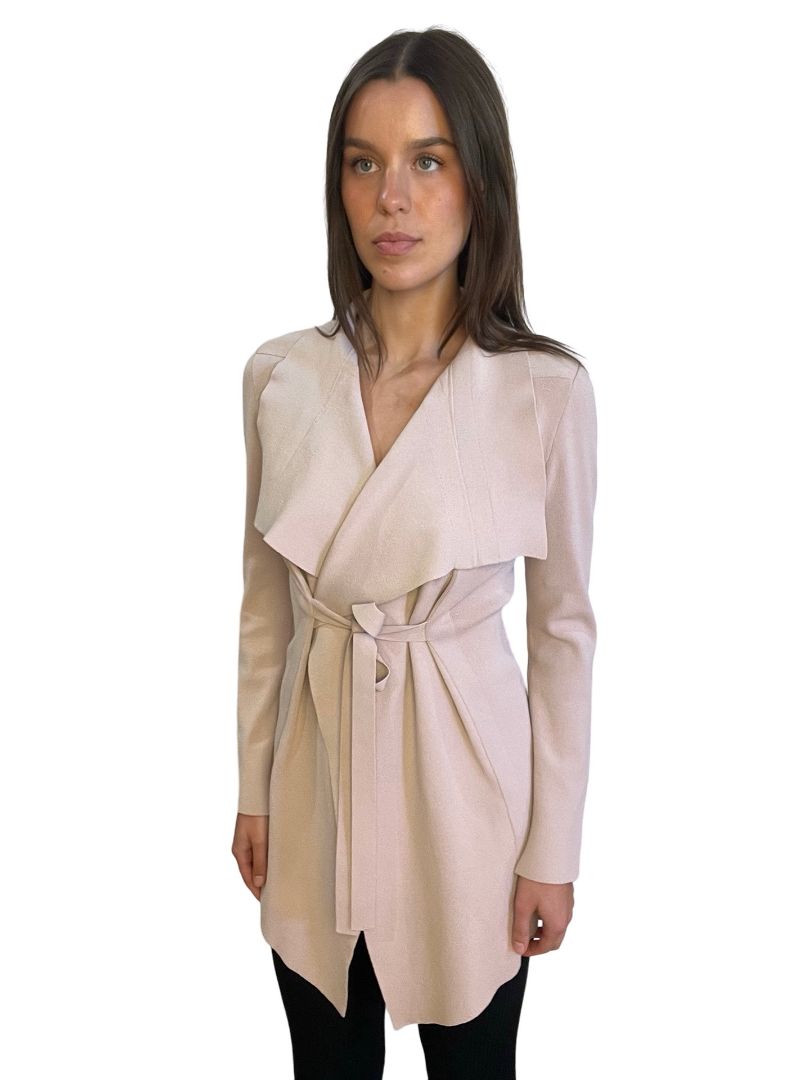 Scanlan Theodore Pink Crepe Knit Wrap Cardigan. Size: L