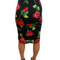 Dolce & Gabbana Black & Multi Rose Print Midi Skirt. Size: 36