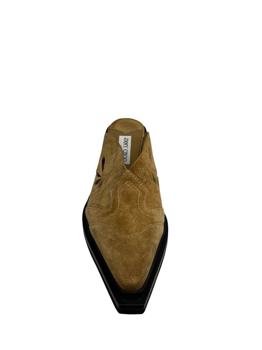 Jimmy Choo Beige Rattan Mix Suede Cece Mule. Size: 40