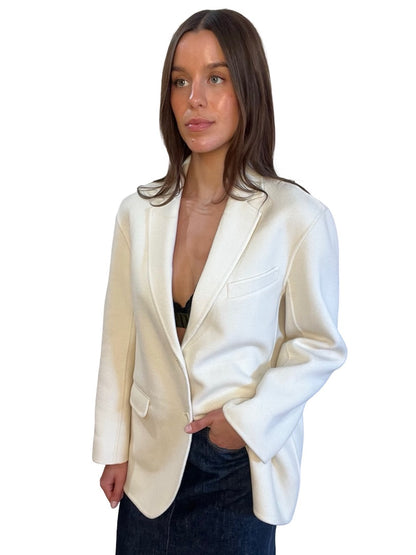 Anine Bing Cream Wool Blazer. Size: XS