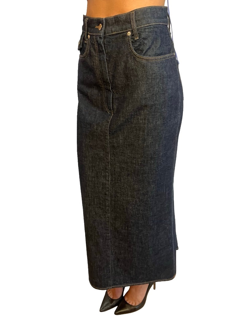 Scanlan Theodore Dark Blue Denim Maxi Skirt. Size: 6