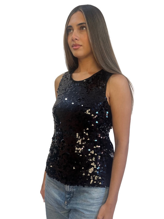 Scanlan Theodore Black Triangle Sequin Sleeveless Top. Size: 8