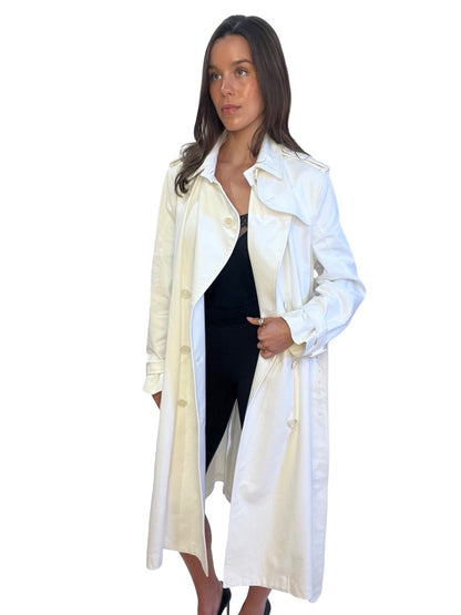 Scanlan Theodore White Cotton Trench Coat. Size: 12