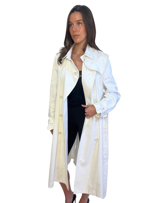 Scanlan Theodore White Cotton Trench Coat. Size: 12