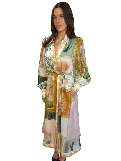 Antipodean Multi-Colour Wabi Sabi Wrap Dress. Size: 12