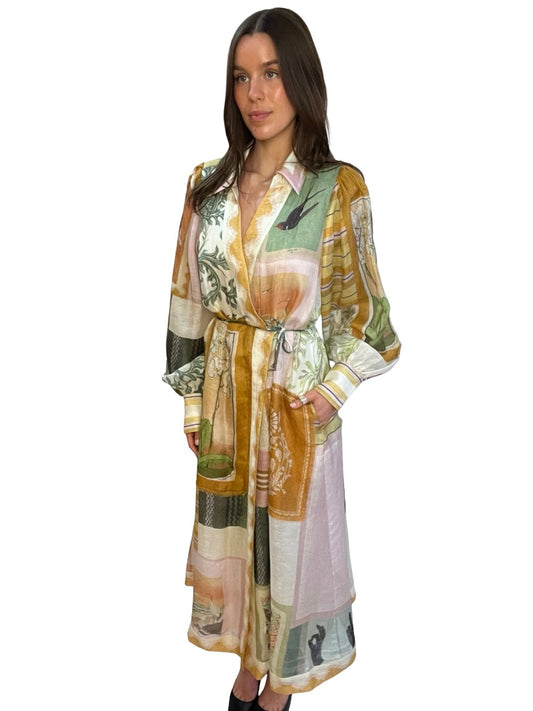Antipodean Multi-Colour Wabi Sabi Wrap Dress. Size: 12